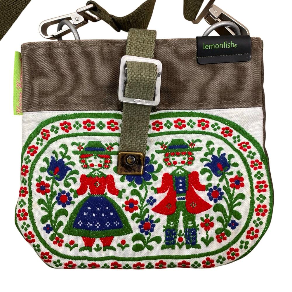Lemonfish Upcycled One Of A Kind Crossbody Purse Unique Boho Folk Art